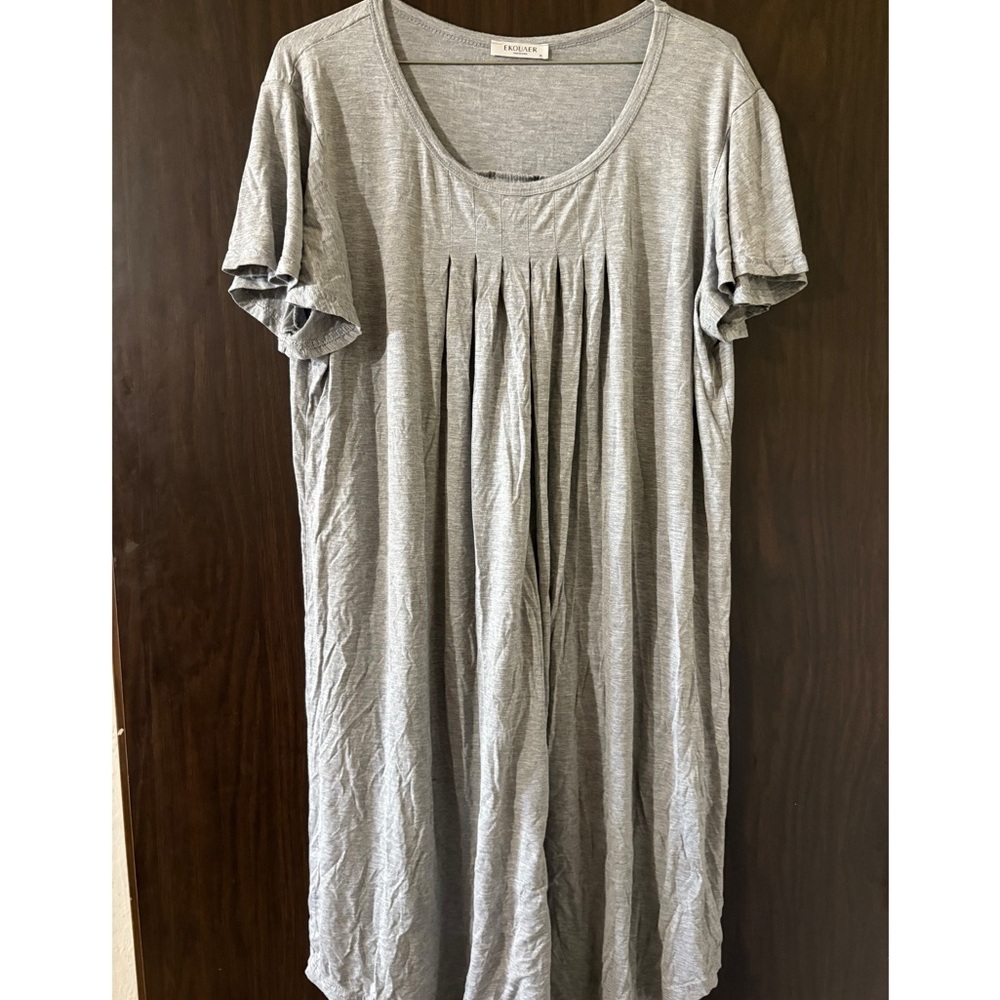 Gray Pleated Short Sleeve Dress